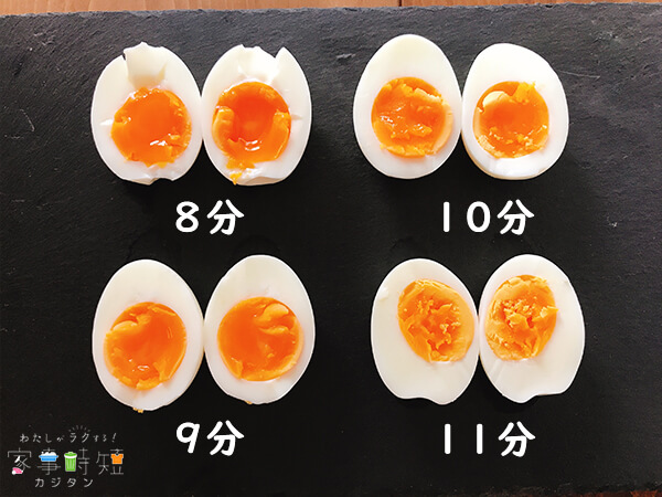 電子レンジの半熟と固ゆで比較