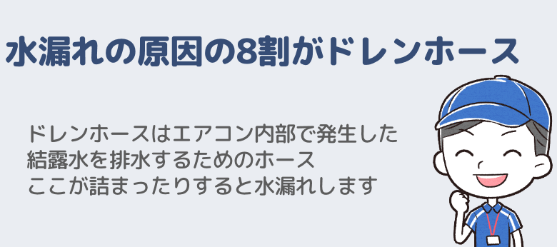 水漏れの原因の8割がドレンホース