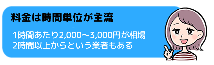 料金は時間単位が主流