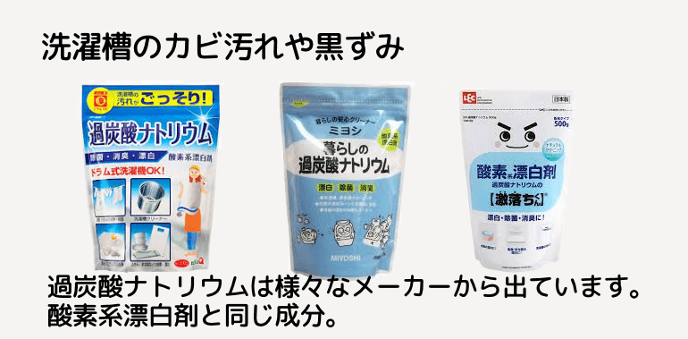 洗濯槽のカビ汚れ、黒ずみには「過炭酸ナトリウム」