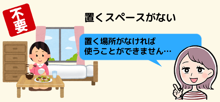 極端に狭い部屋で置くスペースがない