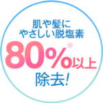 水道水の残留塩素を80％以上除去