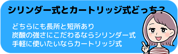 炭酸水メーカーの選び方①シリンダー式とカートリッジ式