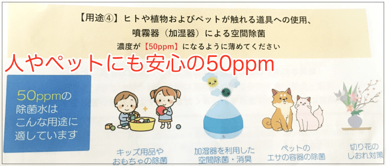 手指の消毒にも使える！50ppm