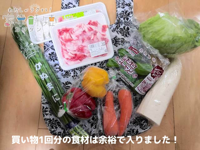 買い物1回分の食材は余裕で入りました！